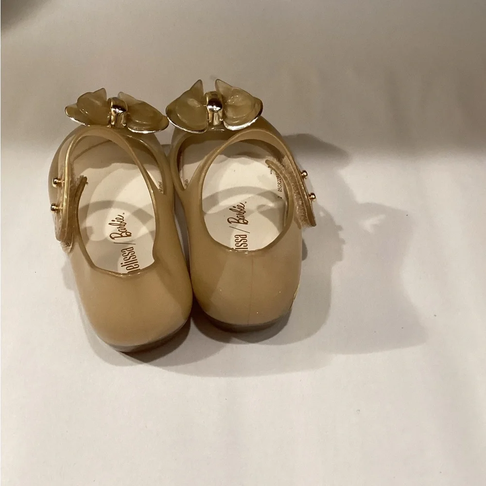 Mini Melissa Barbie Gold Heart Dress Shoes